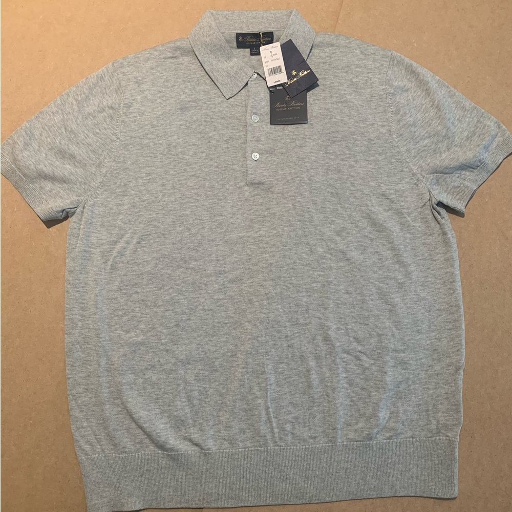 Brooks Brother Supima cotton Shirt Mens Large Gray Cotton Short Sleeve Casual